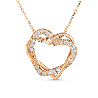 Hearts with Austrian Crystals Necklace - Rose Gold Necklace Women - Women’s Necklace Necklace Brother & Sisters